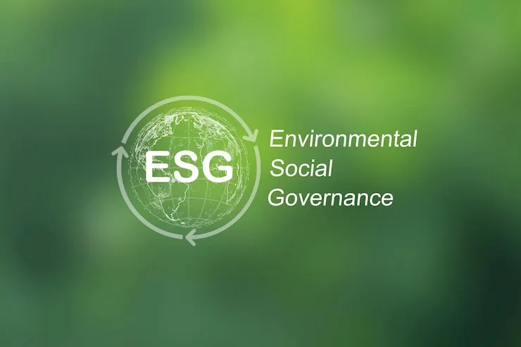 ESG report overlay on smoky factory turning green